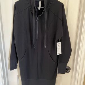 ATHLETA Cozy Karma 1/4 Zip Dress  Black NWT